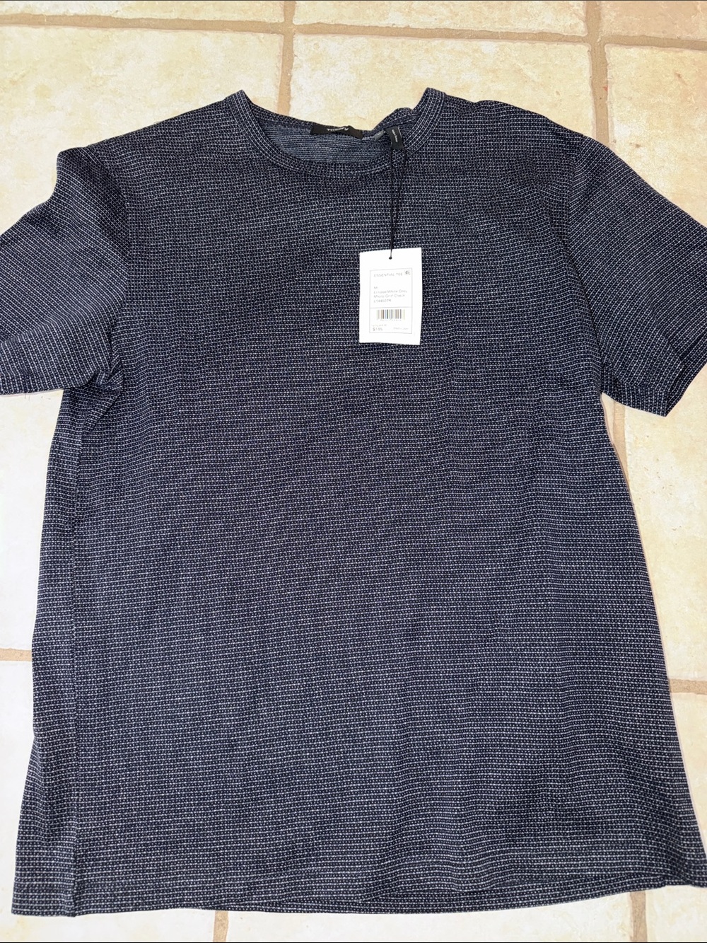 Theory Navy Textured Short-Sleeve Crewneck Tee